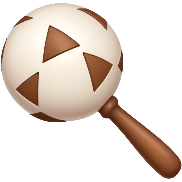 White rattle with triangles drawn on it in brown but filled in white emoji