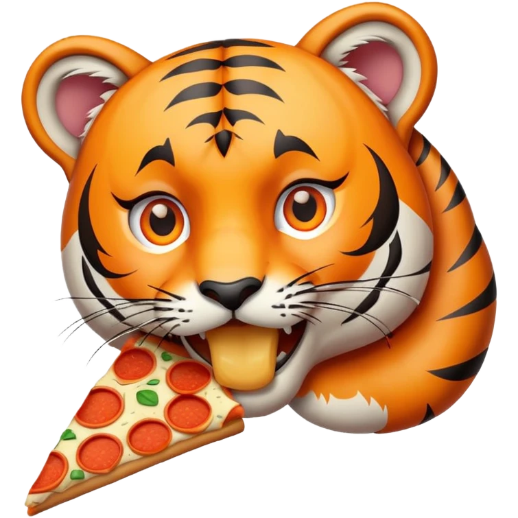 tiger face eating pizza for Twitch emote emoji