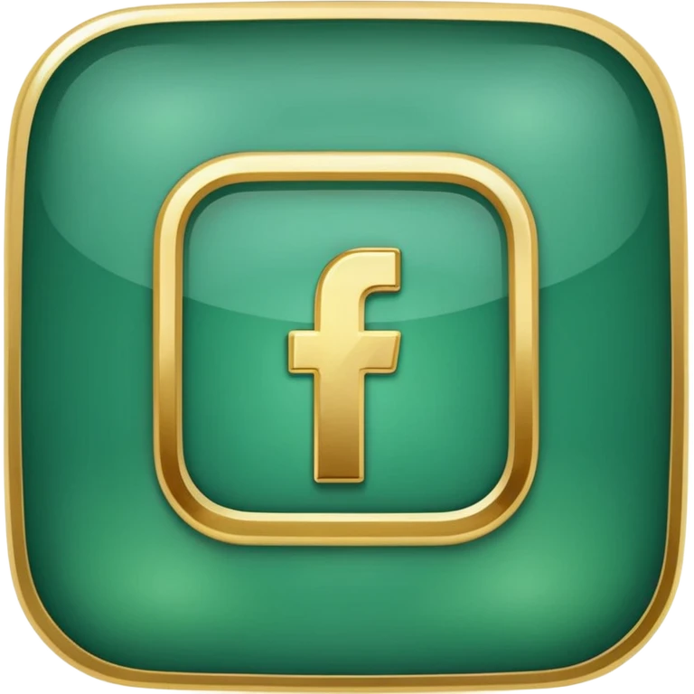 Jade and gold style rounded square Facebook icon button emoji