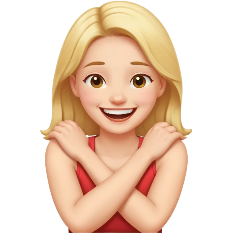 Arms crossed holding neck laughing girl emoji