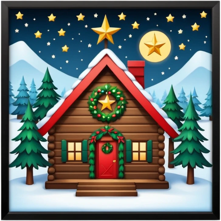 Beautiful Christian Christmas tree in a cabin emoji