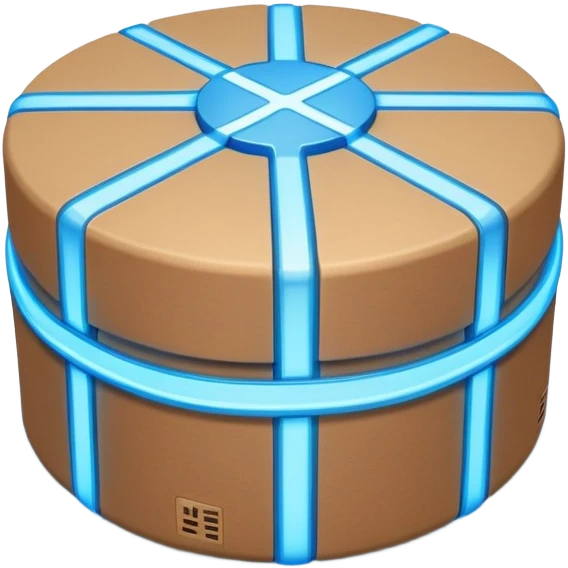 circular blue network with brown packages as nodes at intersections emoji