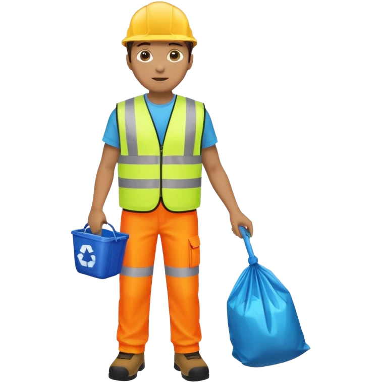 waste-management, neon safety vest, trash picker, cleaning up trash, full body emoji
