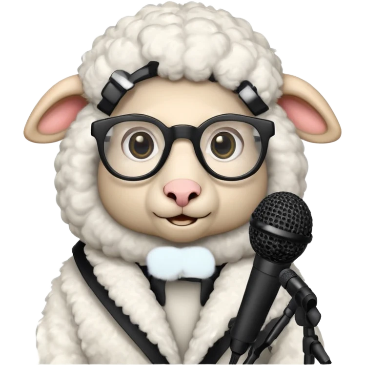 sheep with microphone and glasses emoji
