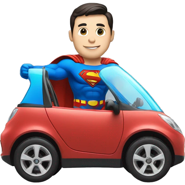 superman with glass in electric car emoji