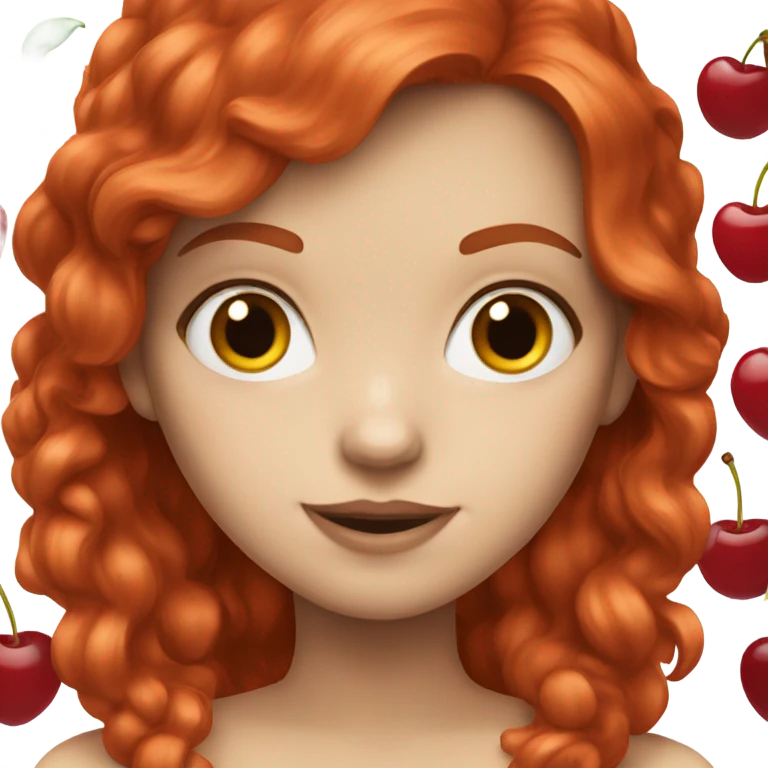 white girl with cherry red hair emoji