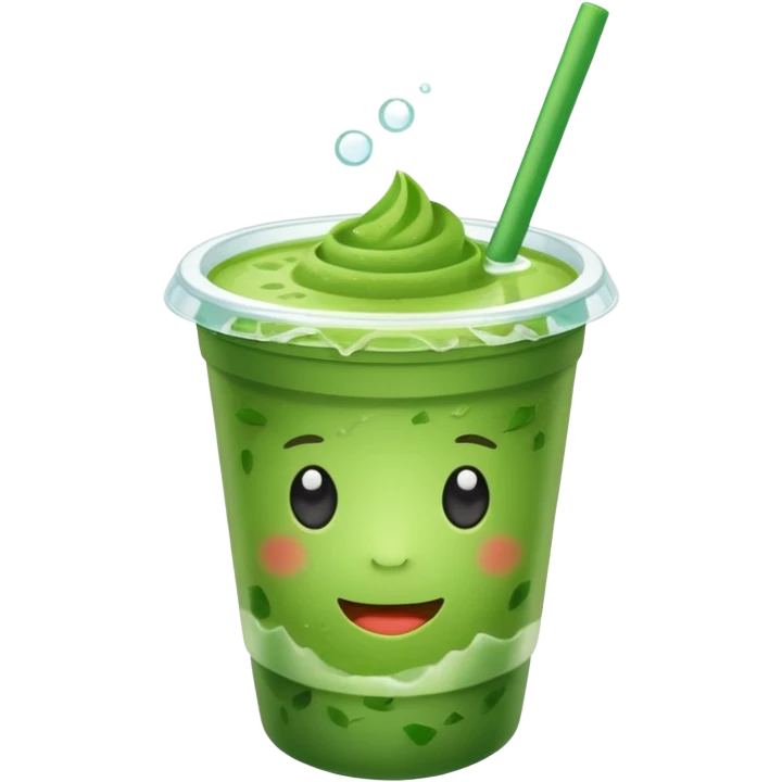 MATCHA PLASTIC CUP WITH CUBES OF ICE emoji