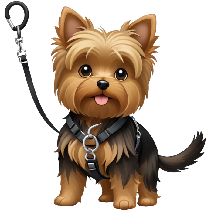 yorkie carrying his leash emoji