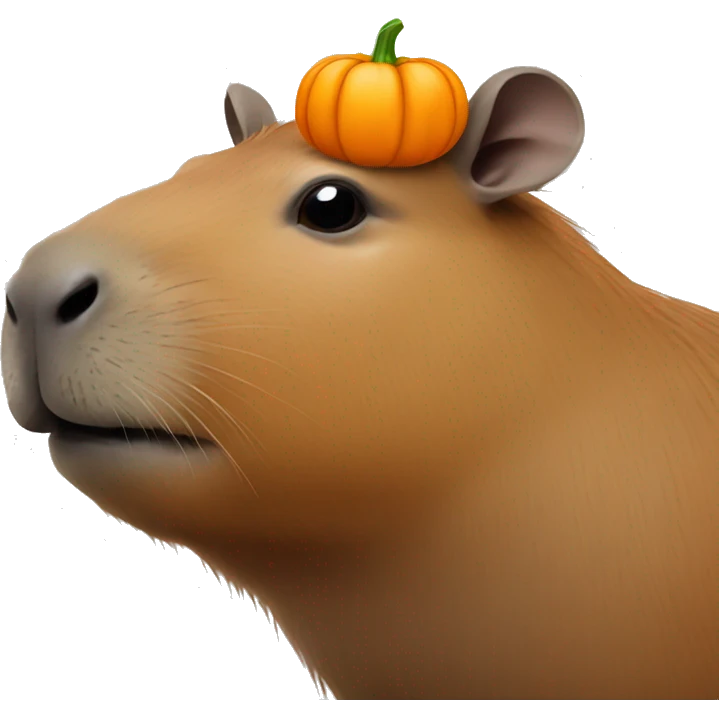 Capybara with pumpkin on head emoji
