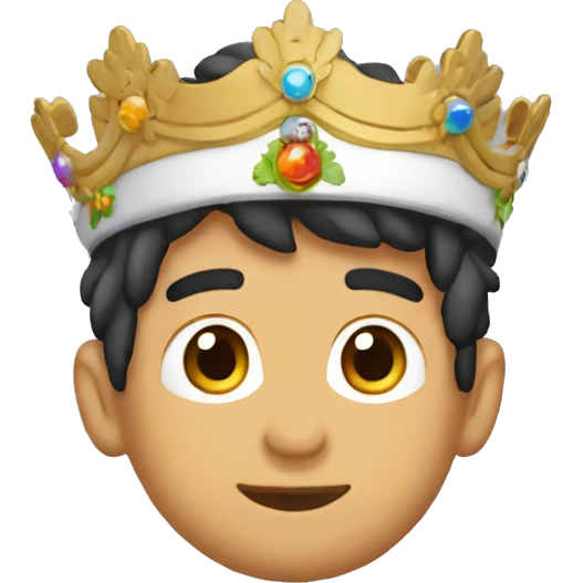 Muchacho moreno con corona gafaas y audífonos emoji