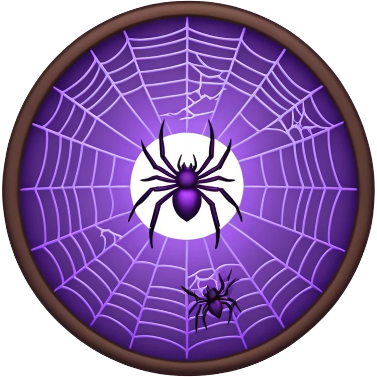 a circular frame of glowing purple spider webs with tiny bats  emoji