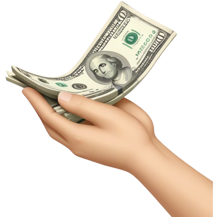 Money with cash in hand  emoji