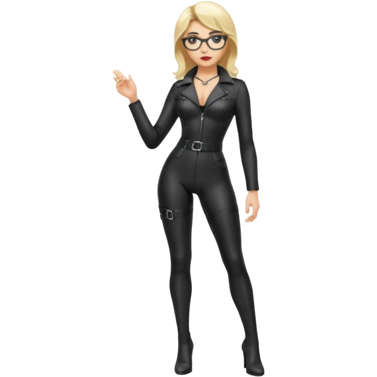  One Dominatrix blonde hair and glasses full body  emoji