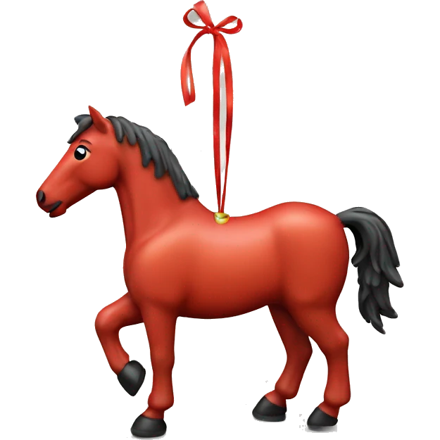 red New Year's horse toy for Christmas tree emoji
