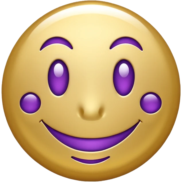 Purple and gold smiley face emoji