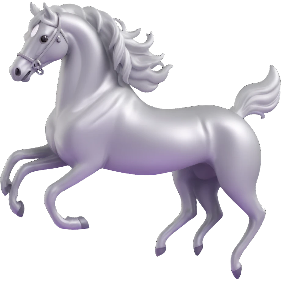 silver metal chrome spirit horse running, magical emoji