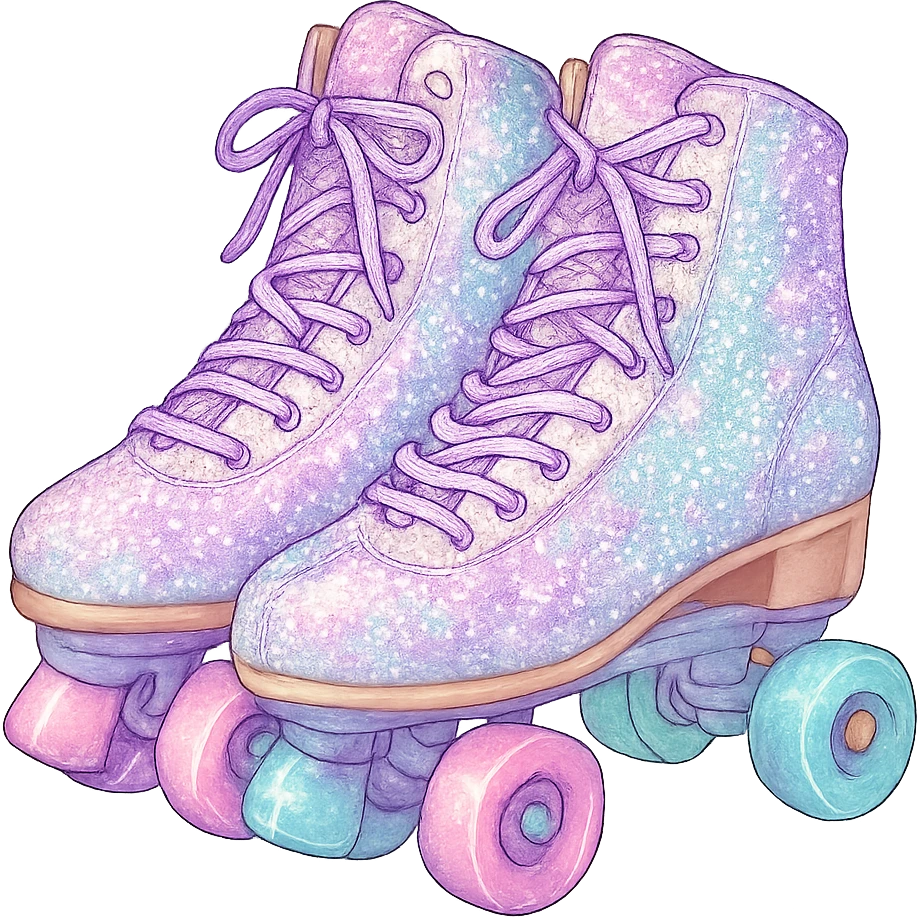 sparkly pastel roller skates emoji