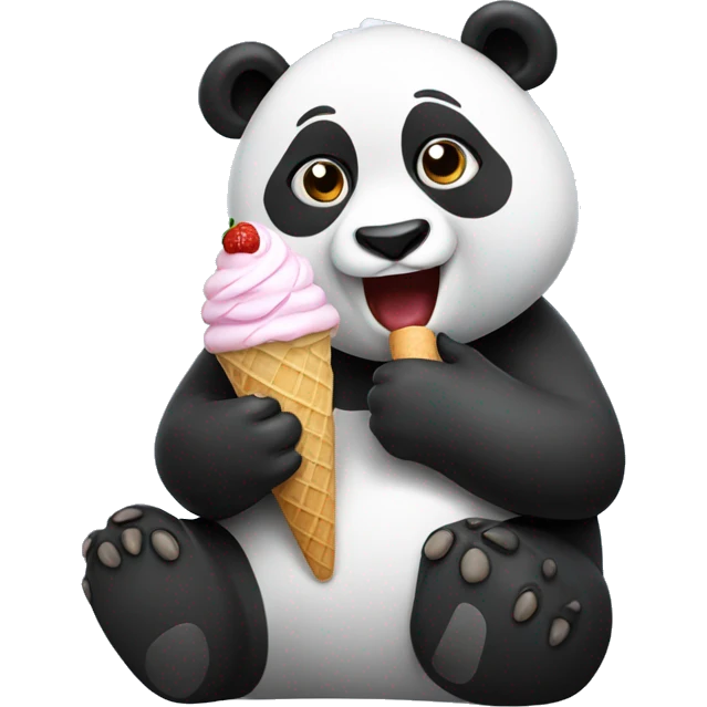 Panda eating ice cream emoji