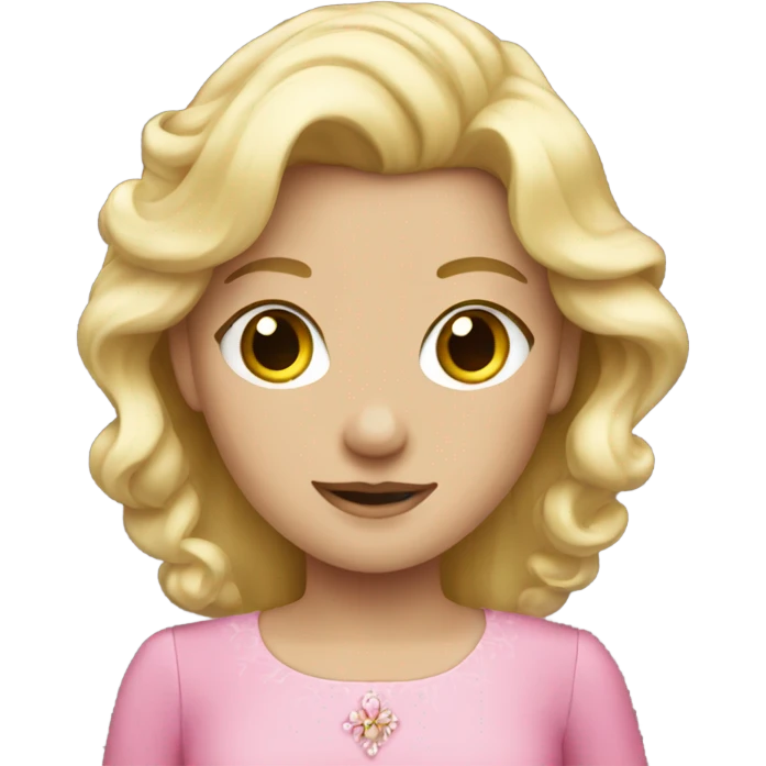 Blonde princess wearing pink emoji