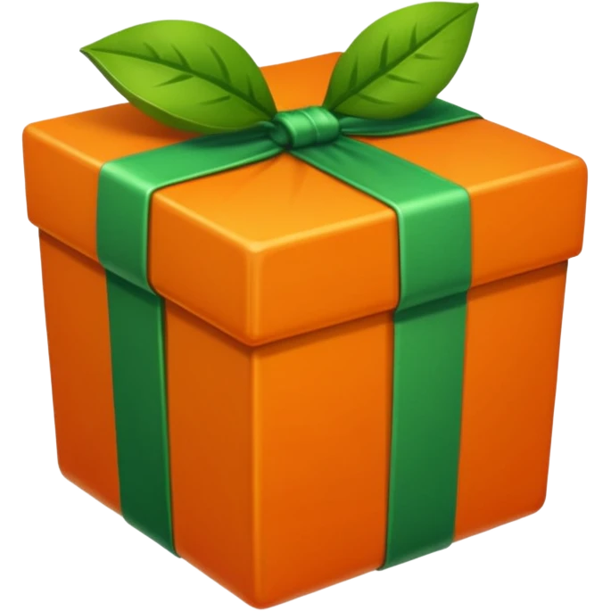 Caixa de presente nas cores laranja e verde  emoji