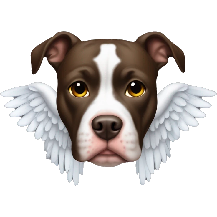 Dark brown pitbull with halo and wings emoji