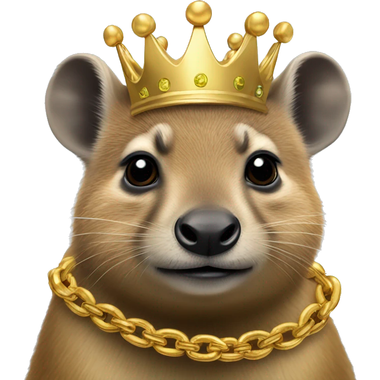 hyrax with a gold chain and a crown emoji