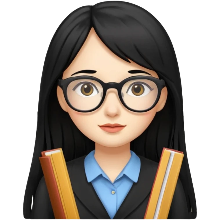 lecture girl with fringe long black color hair emoji
