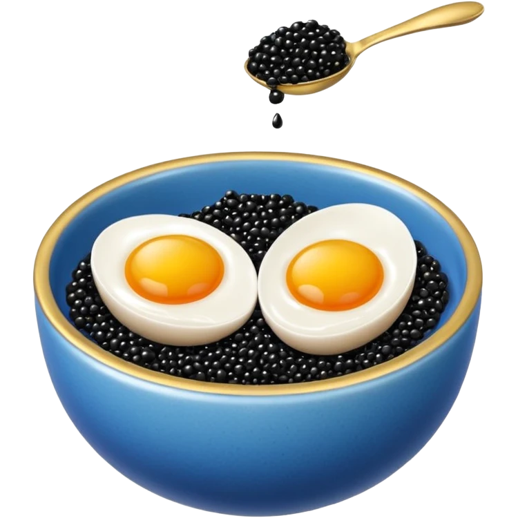 Cuenco azul y dorado con caviar emoji