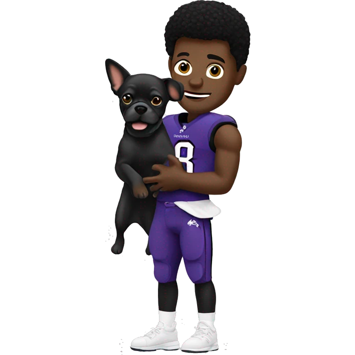 Lamar Jackson with a dog in his hand emoji