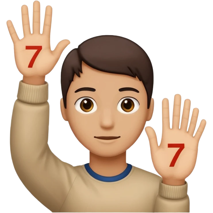 Fuse 🤷‍♂️6️⃣7️⃣ ( make the 6 and 7 go on his hands) emoji