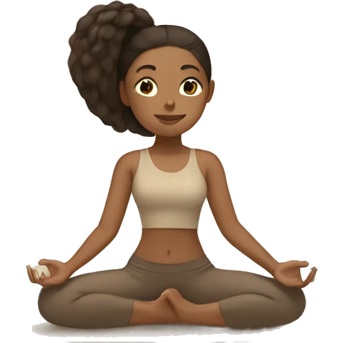 Brunette Girl doing yoga in beige tones  emoji