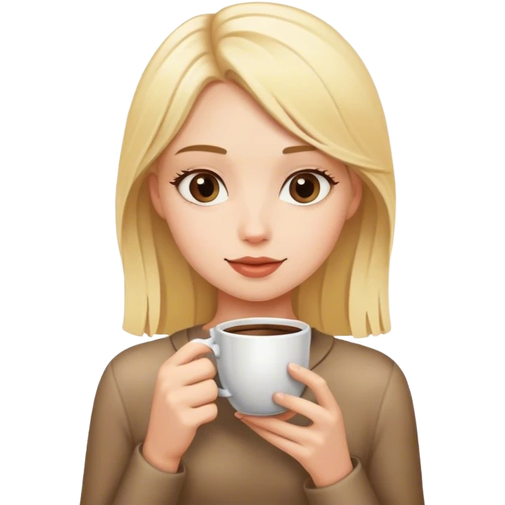 blonde girl with cup of coffee emoji