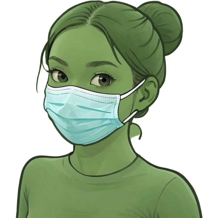 a figure skater girl wearing a face mask emoji