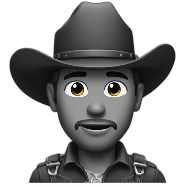 cowboy janky black and white emoji