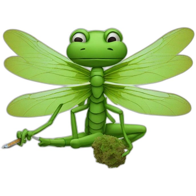 dude smoking weed on a big dragonfly emoji