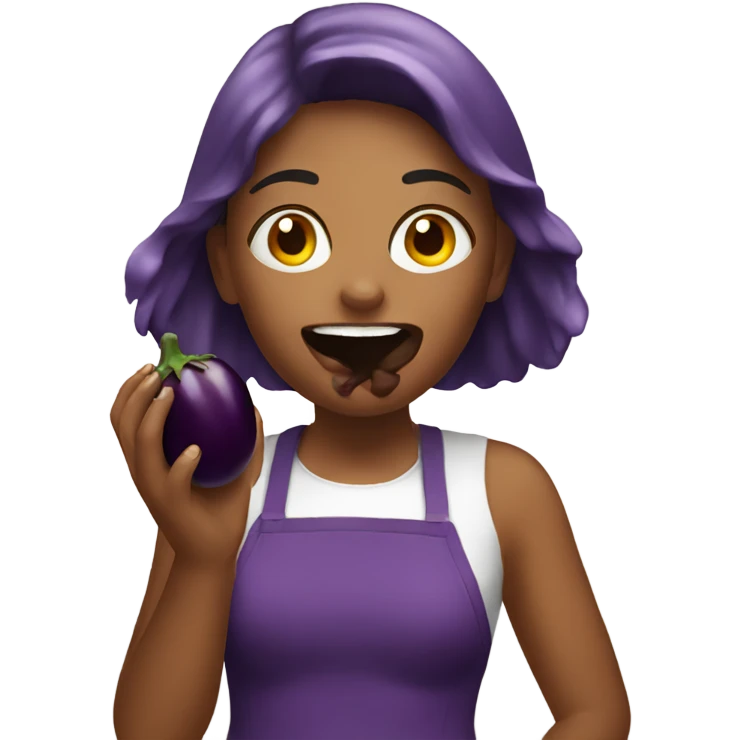 girl eating an eggplant emoji