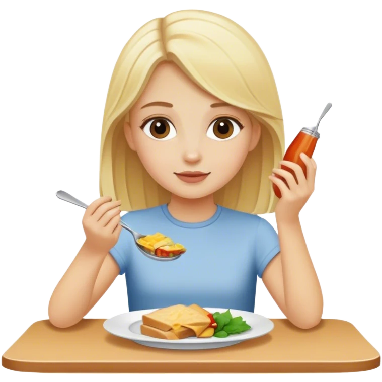 blonde girl having lunch emoji