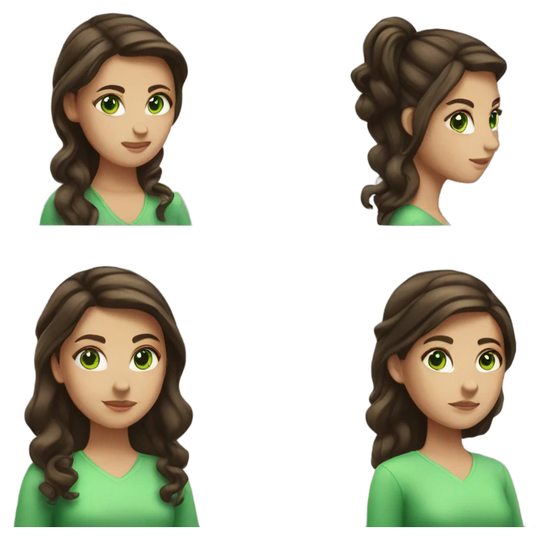 white girl, brunette hair, green eyes  emoji