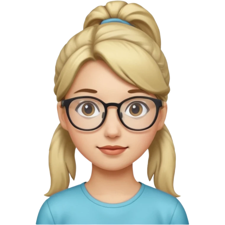 Ponytail Girl with Glasses emoji