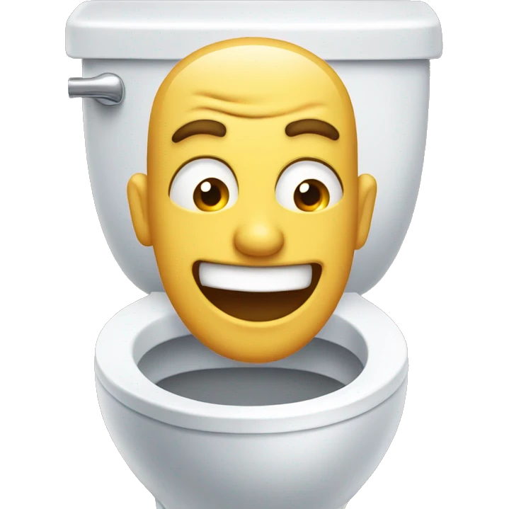 man with head sticking out of the toilet with a crazy smile emoji