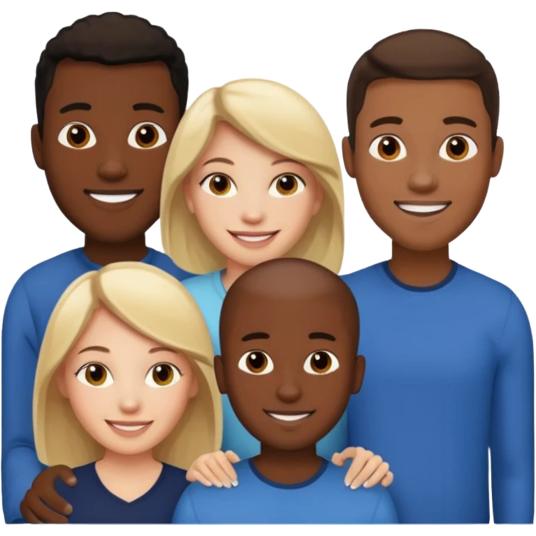 One white woman and six black men emoji