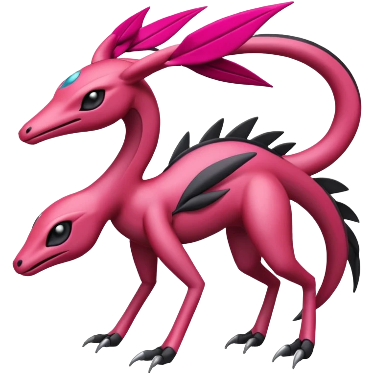 Magenta, black and white Meloetta-Salamence-Gorebyss-Salazzle-Pokémon-Fakémon-creature-fusion-hybrid emoji