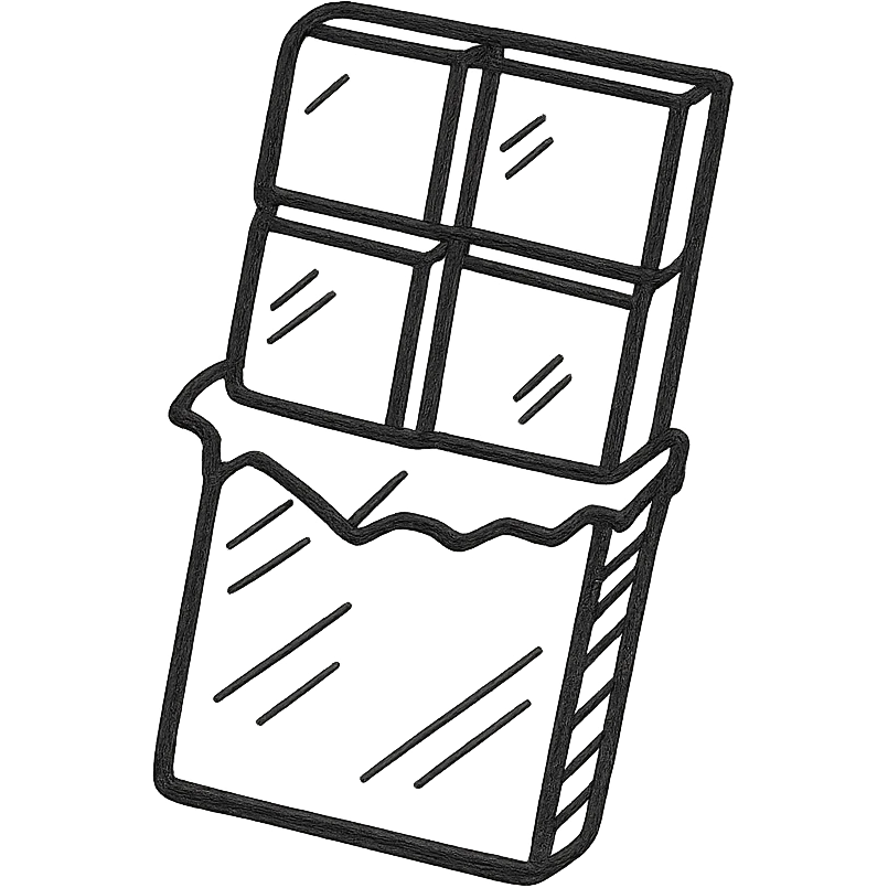 chocolate bar, sketchy, playful hand drawn outline icon emoji