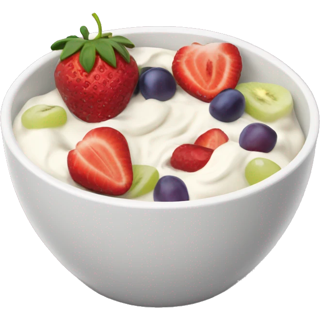 fruit yogurt bowl with strawberries and grapes emoji