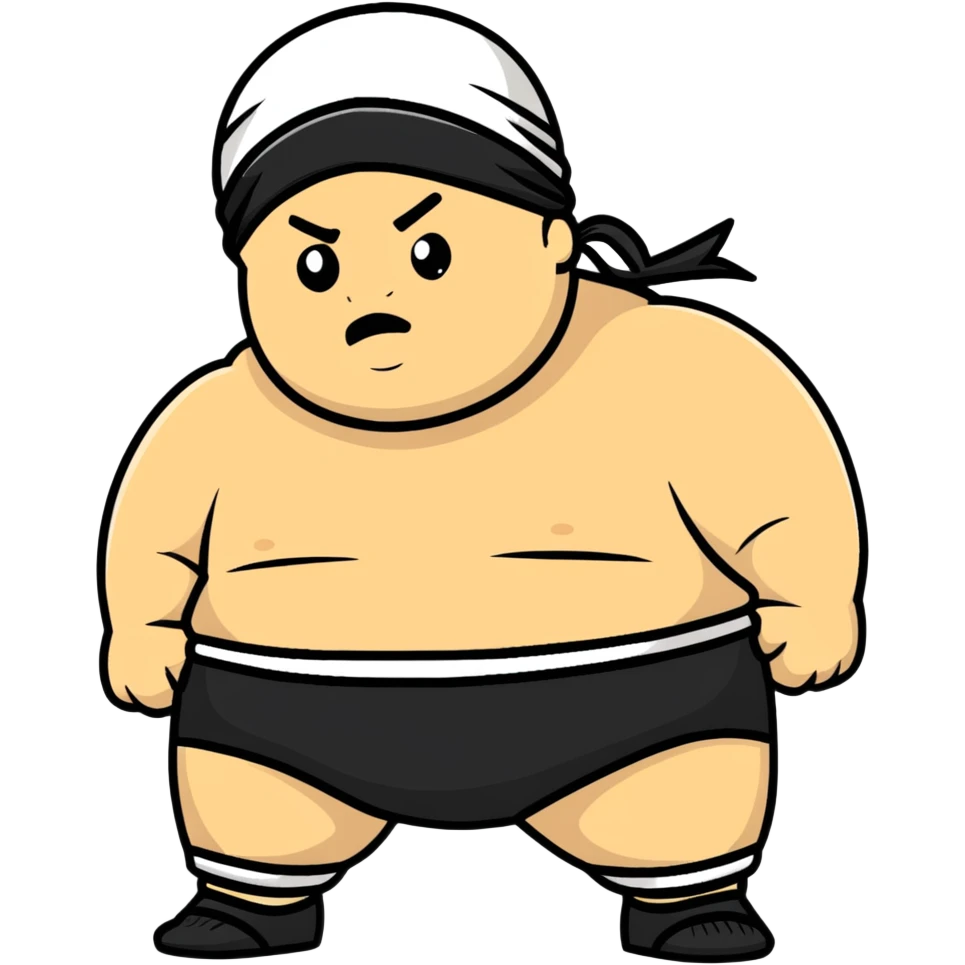 White skin fat guy with black durag in wrestling singlet emoji