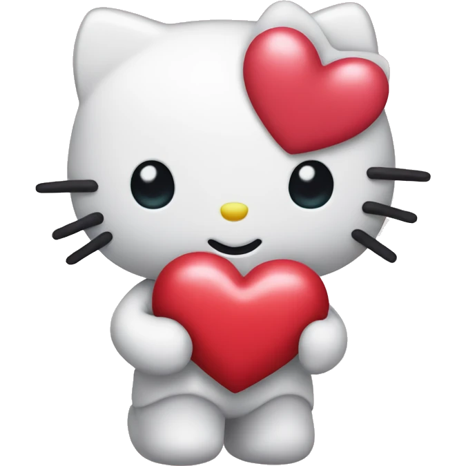Hello kitty holding a heart emoji