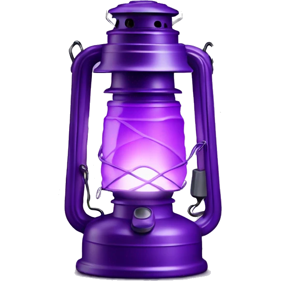 Realistic camping purple lit camping lantern lisolated. emoji