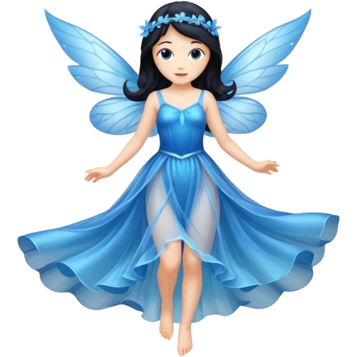 Flying blue fairy with dark hair emoji
