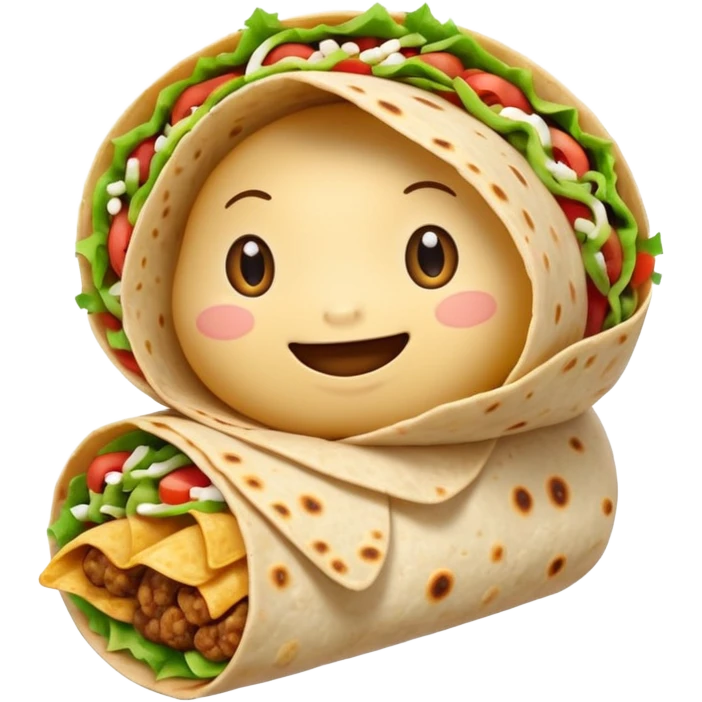 A burrito with arms and really cute eyes emoji
