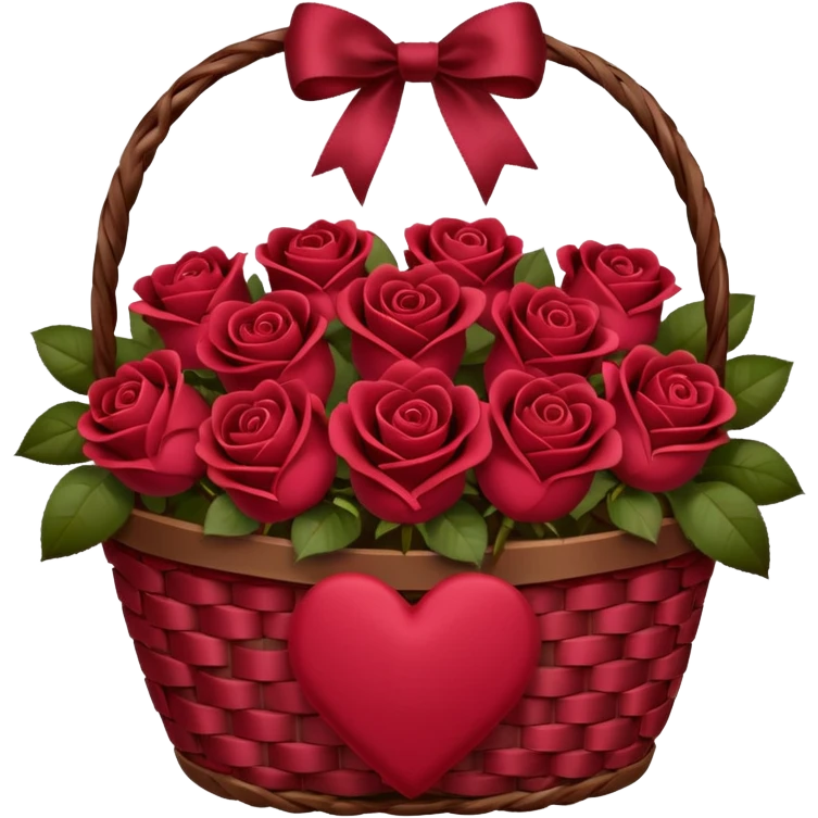 Valentine’s Day basket with burgundy red roses emoji
